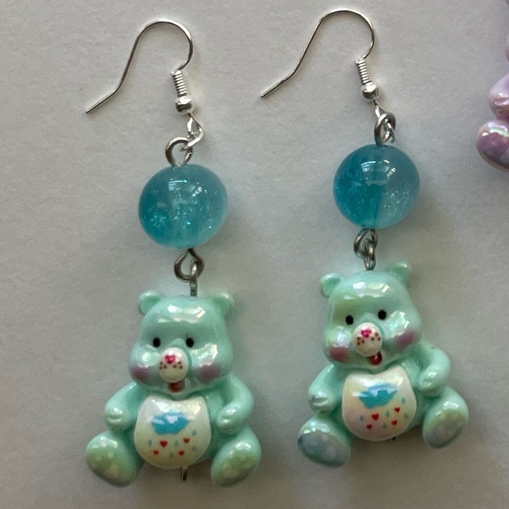 blue bear earrings